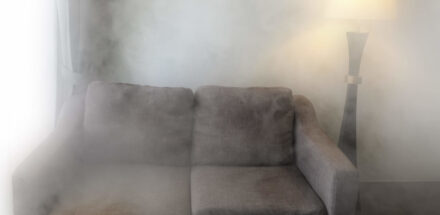 A room is filled with smoke